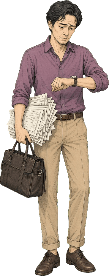 忙しい日常の中で時間が取れず悩む男性