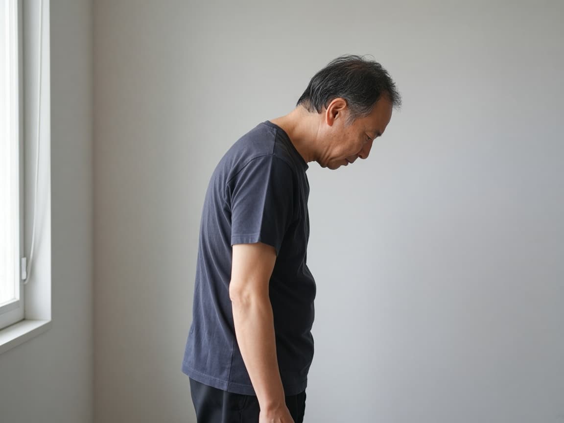 猫背気味の50代男性の横顔イメージ